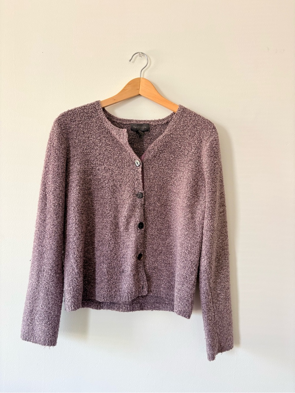 Van Heusen Lavender Bouclé Button Cardigan